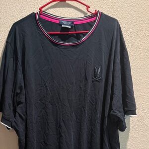 Psycho Bunny Trim Collar Tee – Black – 3XLT – Tonal Logo